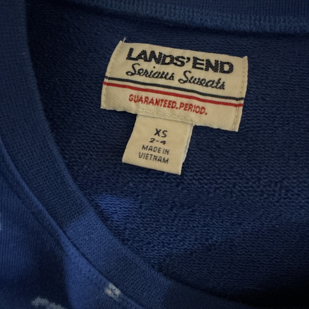 Vtg Lands End Serious Sweats Womens Crewneck Dandelion Blue Sweatshirt Sz XS - Picture 3 of 4